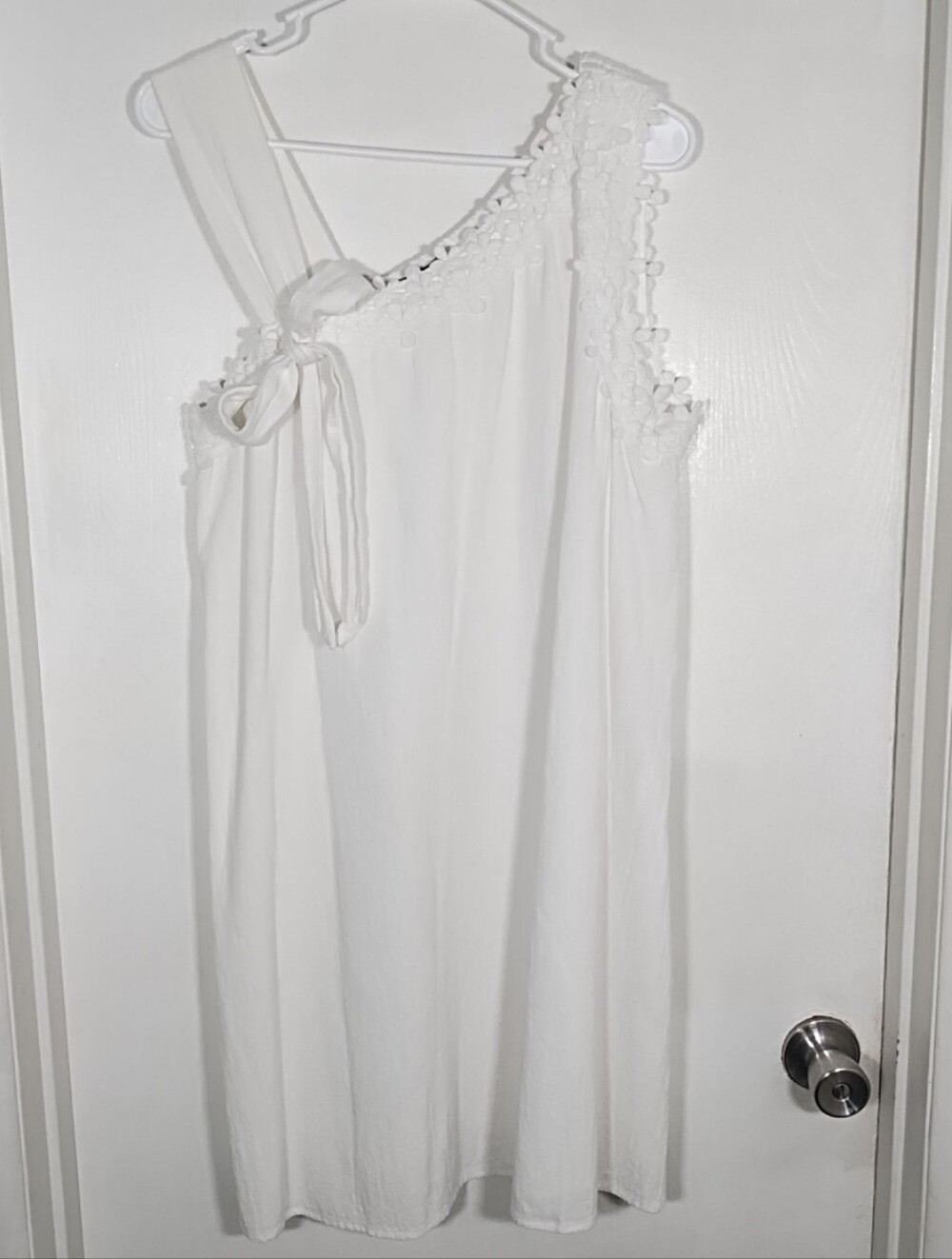 Emery Rose Dress Womens XL White Shift Sleeveless Floral Crochet Lined Cotten